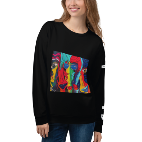 Janet Faces - Black Unisex Sweatshirt - Image 2