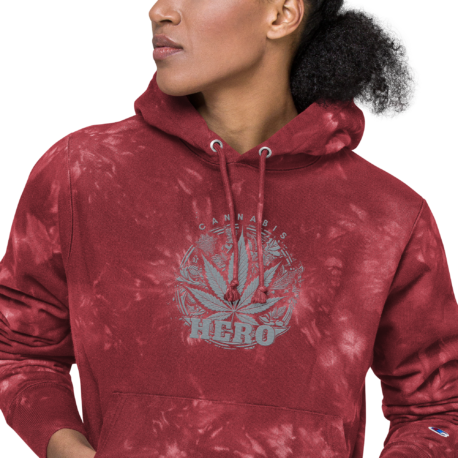 Cannabis Hero Logo Embroidered Unisex Champion tie-dye hoodie - Image 3